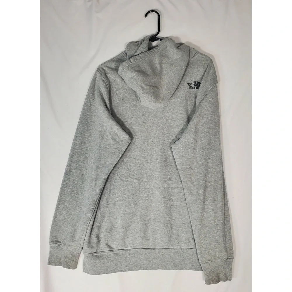 The North Face Mens Heather Grey Distressed Logo Pullover Hoodie Sweatshirt XL